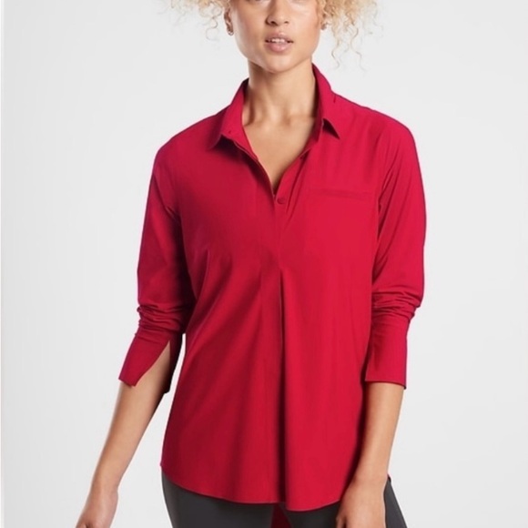 Athleta Tops - NWT Athleta Urbanite Featherweight
Stretch Button Up Shirt Top Red Plus Size 1X